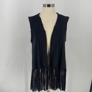 Zara Black Fringe Vest